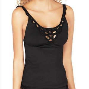 Becca Spiritual Crochet Tankini Top - Black Small NEW NWT‎
